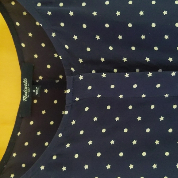 MADEWELL 100% silk sleeveless navy blue top white polka dots size small - Picture 3 of 4